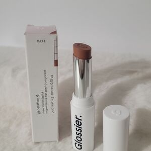 Glossier Sheer Matte Lipstick Natural Satin Finish In Cake